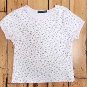 Brandy Melville Cream Floral Kids Tee